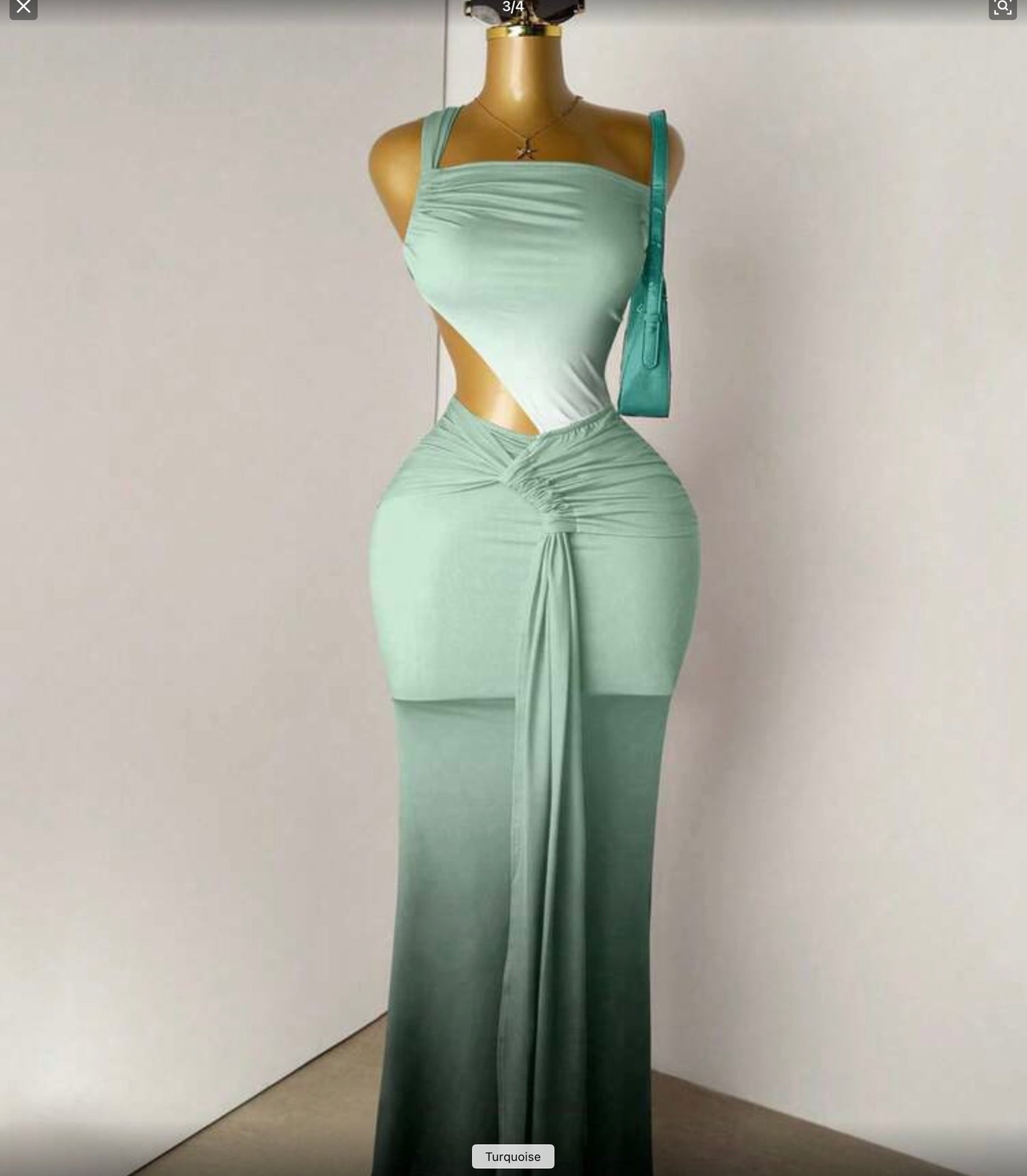 Island Doll Sage Cut-Out Maxi Dress