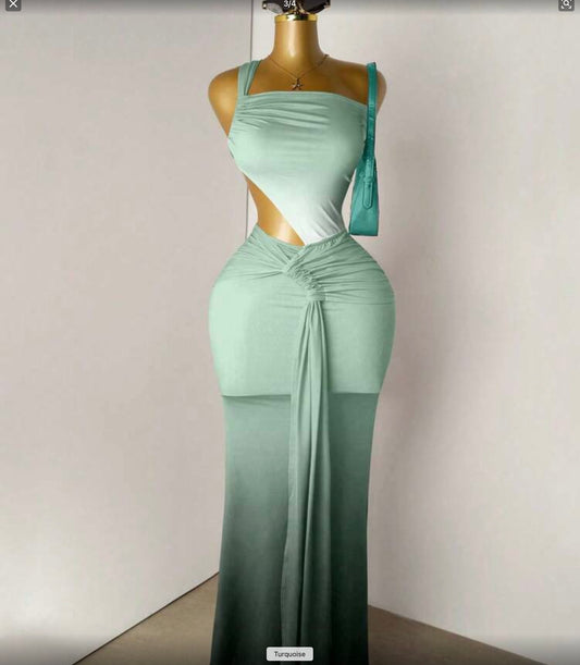 Island Doll Sage Cut-Out Maxi Dress
