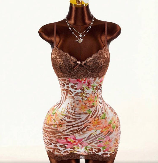 Island Doll Tropical Lace Bodycon Mini Dress