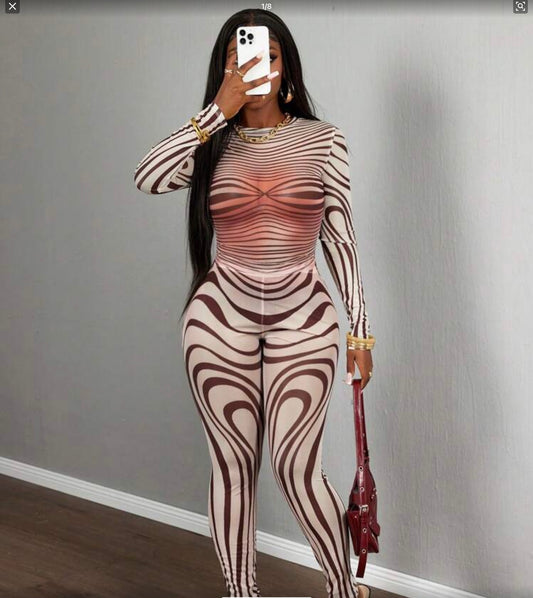 Wild Energy Zebra Print Bodycon Jumpsuit