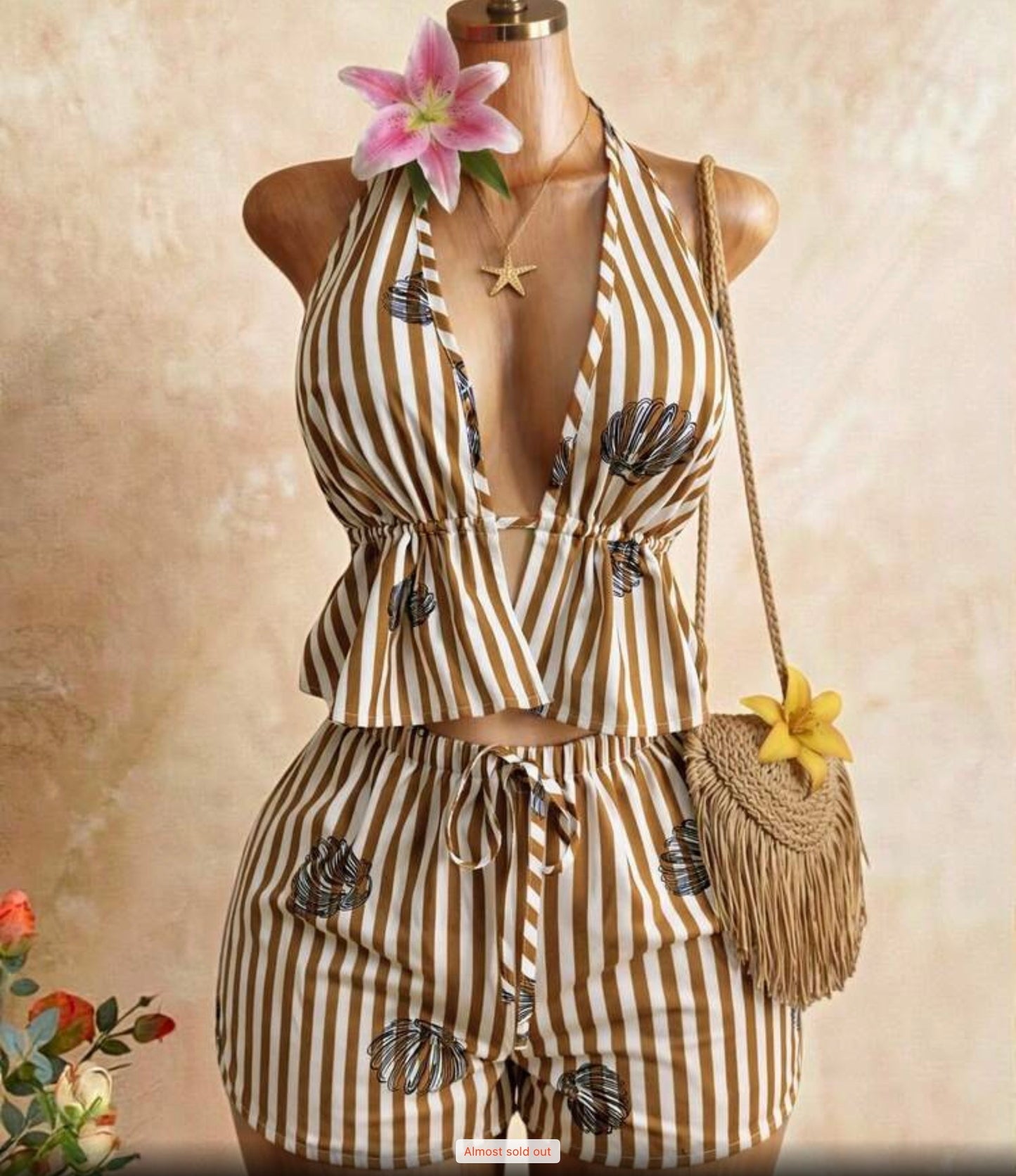 Island Doll Shell Stripe Two-Piece skirt Set